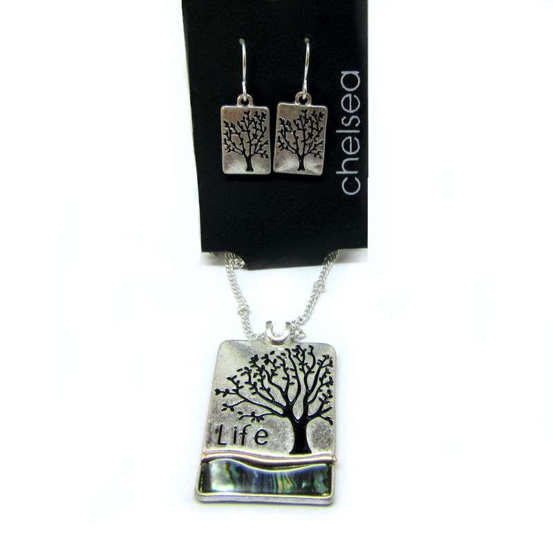 'Life' Rectangle Tree of Life SET - with Abalone Shell - Click Image to Close